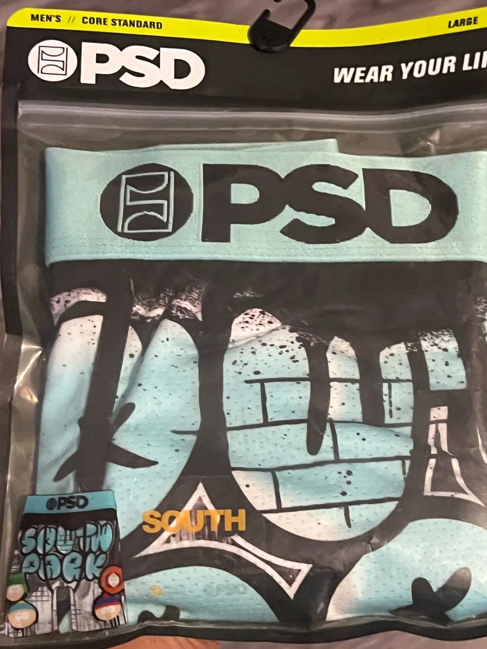 PSD mens Black & Aqua South Park Character Stretch Boxer Briefs